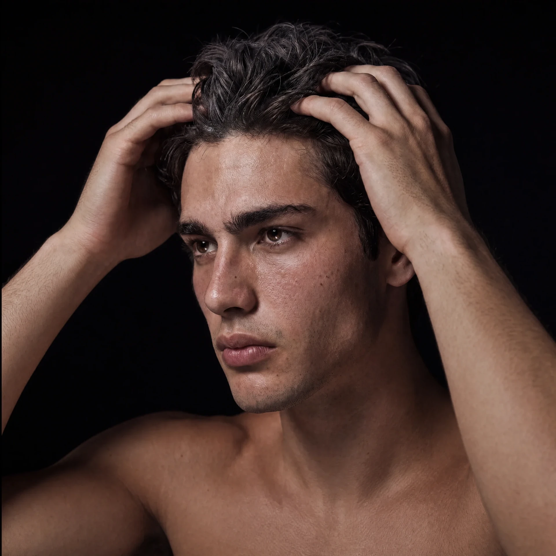 BLACKMASK model working texture powder through his hair